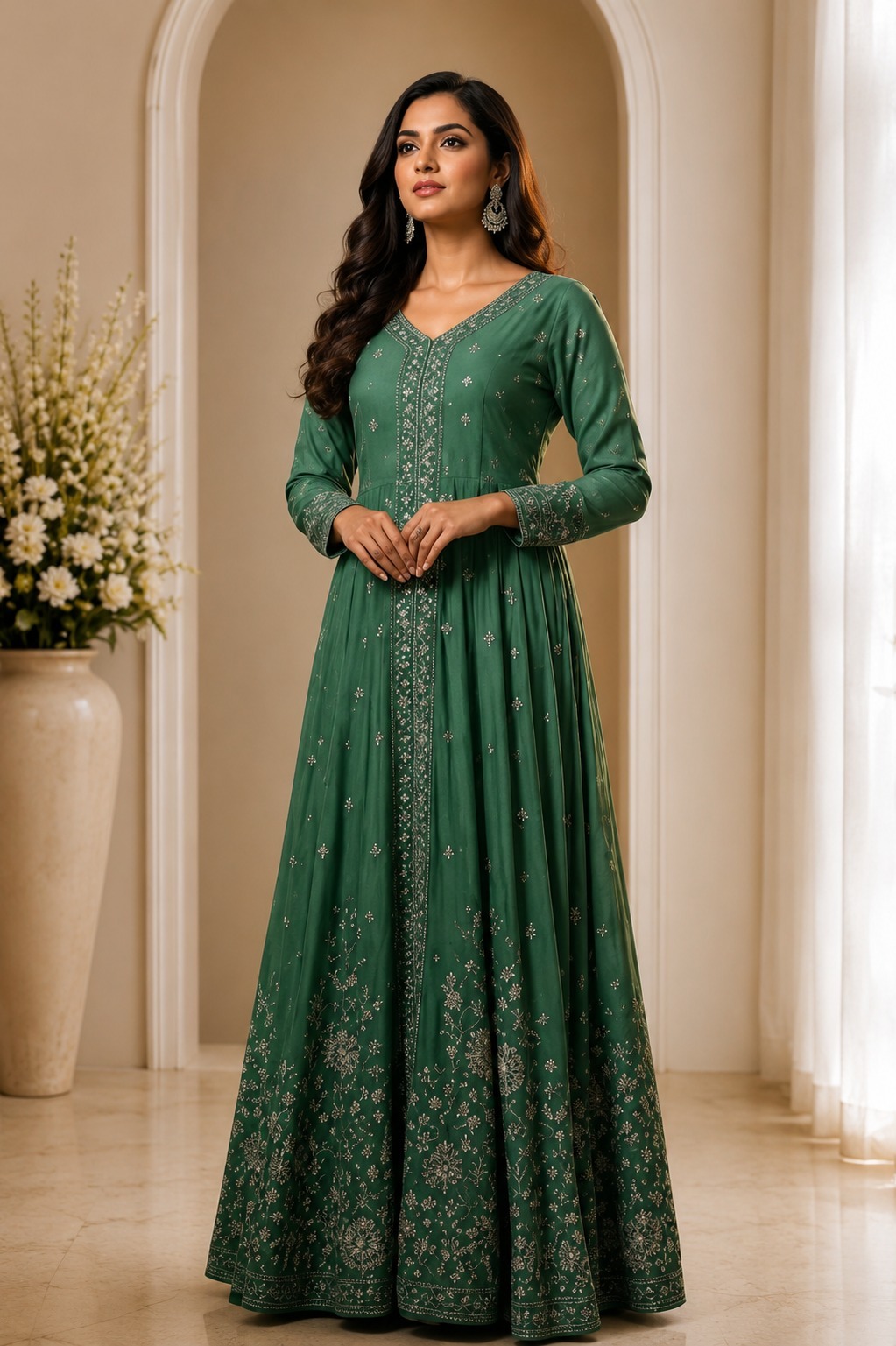 White Floral Embroidered Kurti